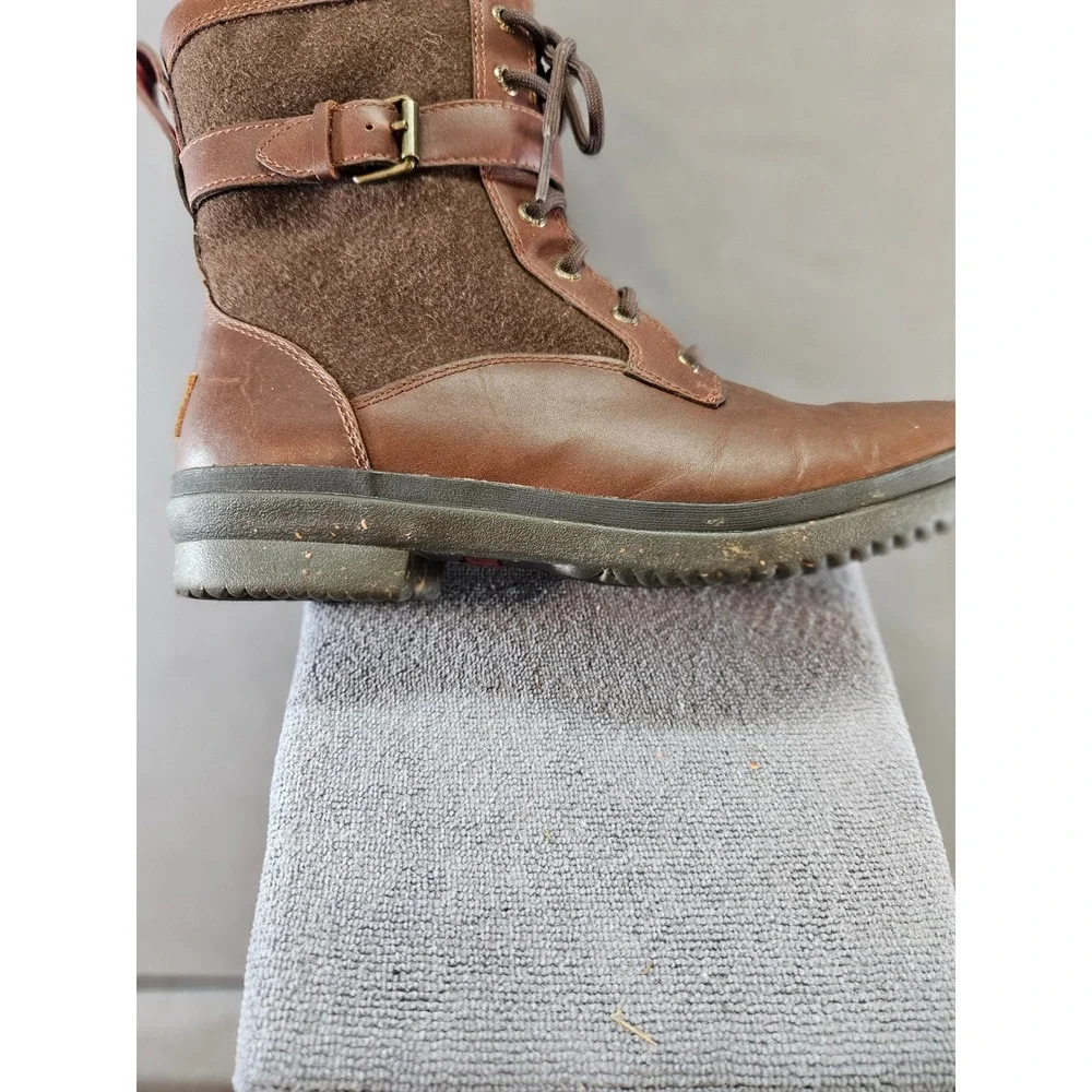 UGG Simmens Waterproof Leather Wool Boots Stout Brown 10 Mens 10